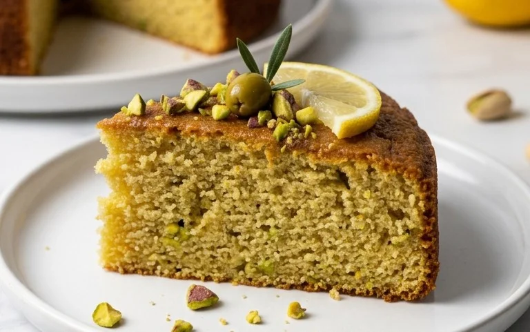 Vegan Zitronen Pistazien Olivenöl Kuchen