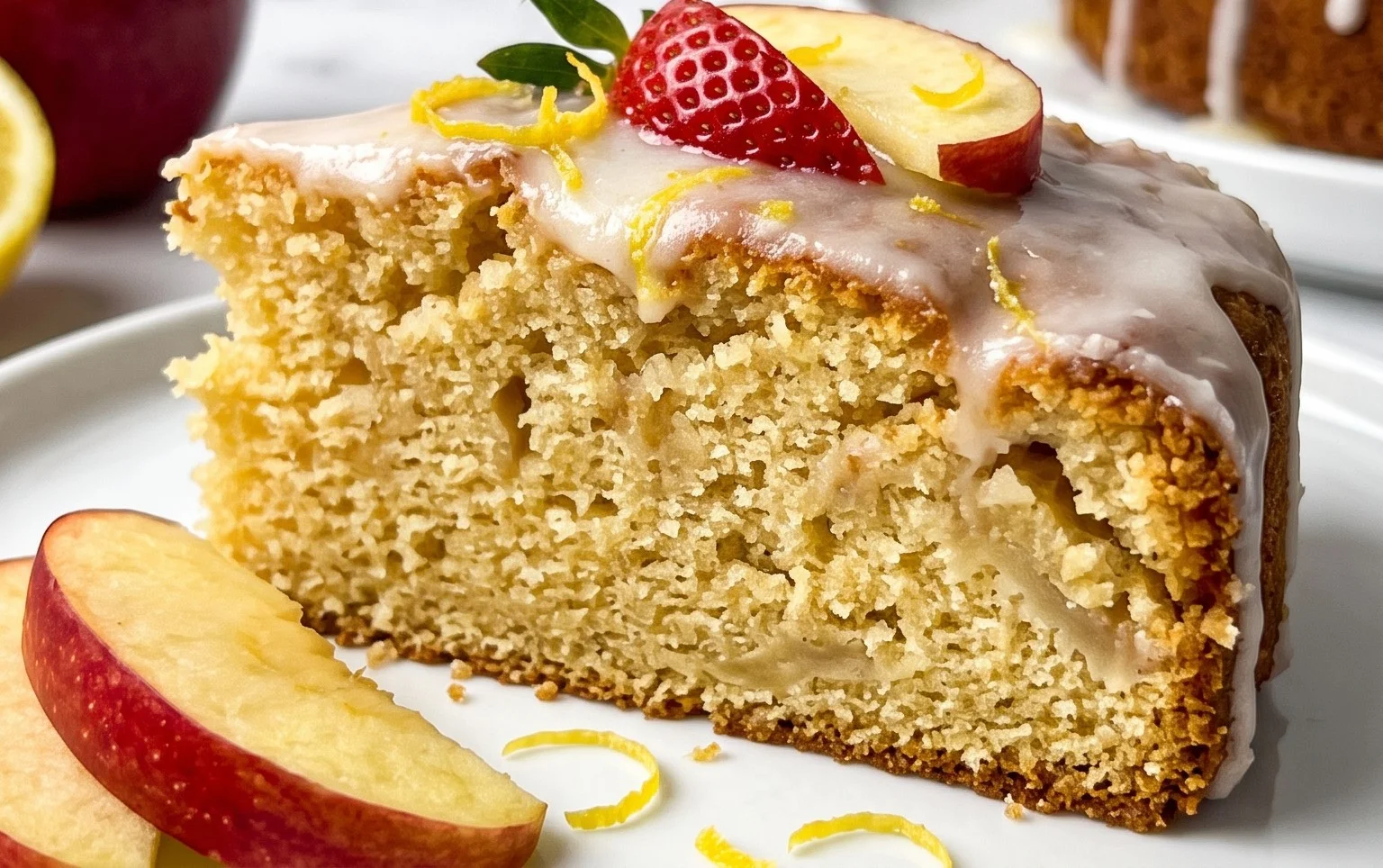 Apfelmuskuchen mit Zitronenglasur