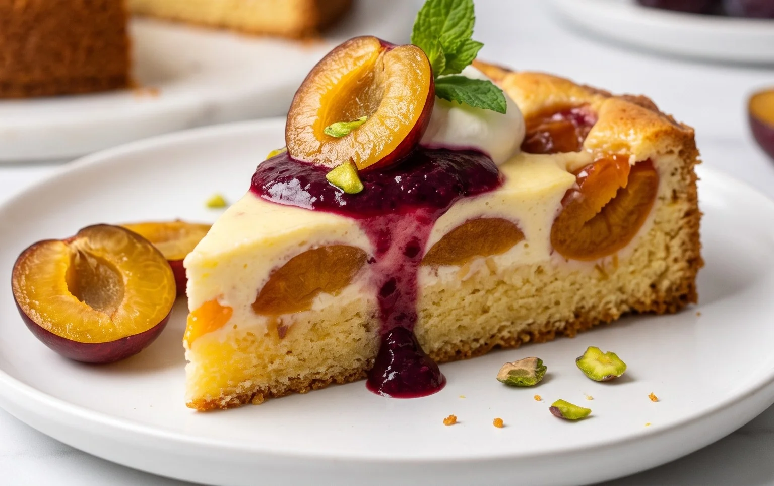 Mirabellen-Kuchen mit Sahne-Schmand-GussBearbeiten